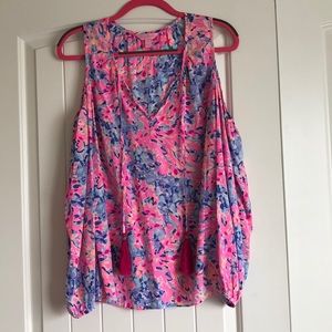 Lilly Pulitzer Open Shoulder Silk Top Size Medium
